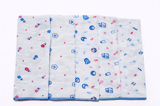 Malpiece cloth Nappies 6 Pcs Pack (Printed, Single ply 18*18 size)