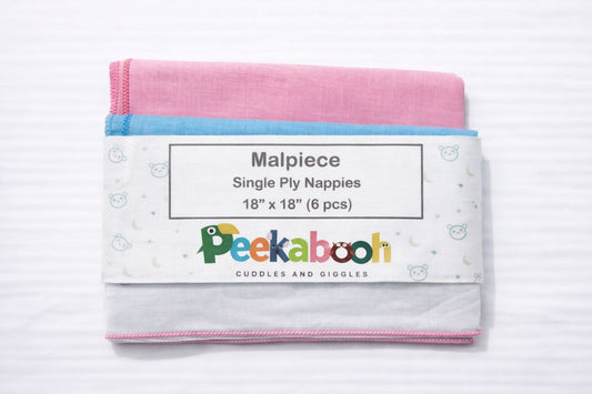 Malpiece Cloth Nappies 6 Pcs Pack (Plain, Single ply 22*22 size)