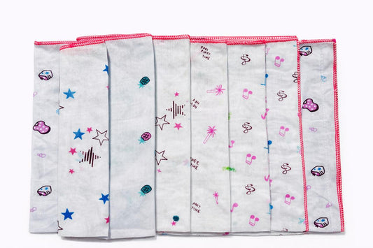 Malpiece cloth Nappies 6 Pcs Pack (Printed, Double ply 22*22 size)